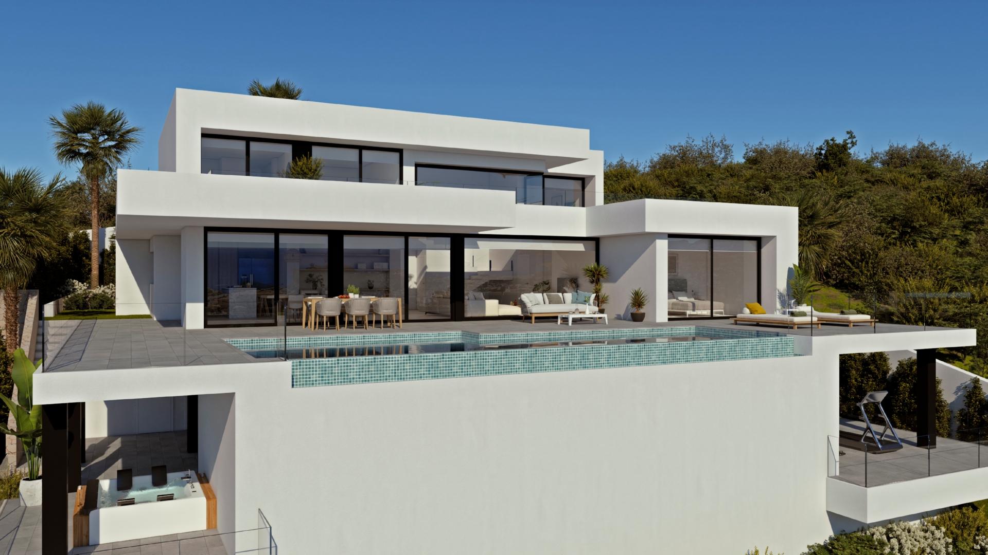 Luxury modern villa for sale Residencial Jazmines Cumbre del Sol in Medvilla Spanje