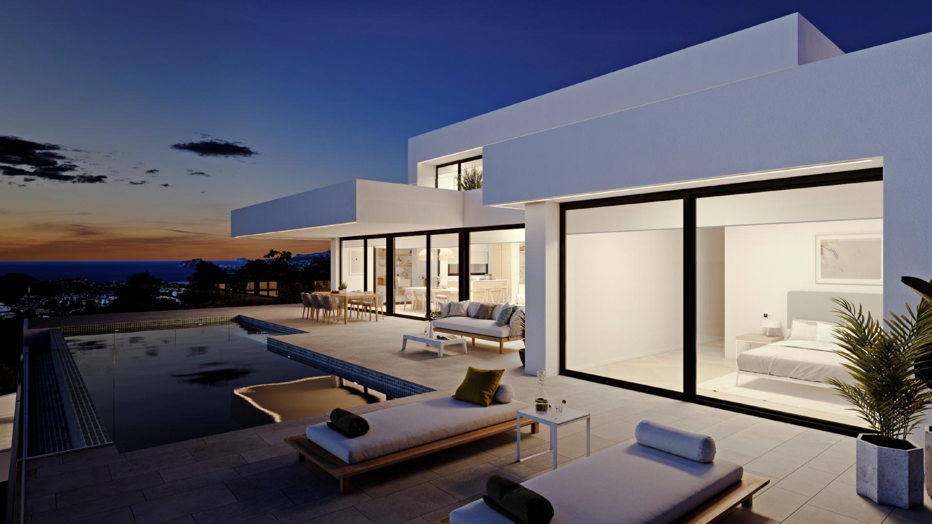 Luxury modern villa for sale Residencial Jazmines Cumbre del Sol in Medvilla Spanje