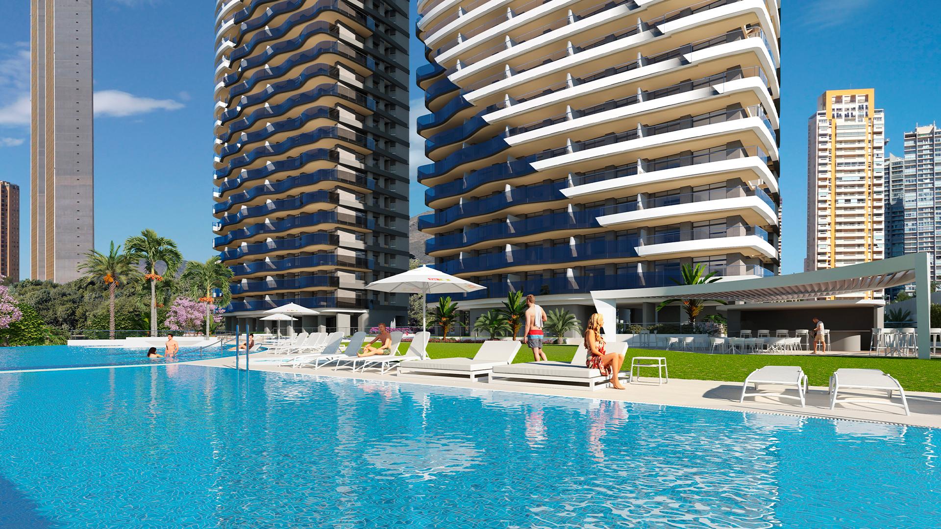 3 bedroom Apartments - solarium in Benidorm - New build in Medvilla Spanje